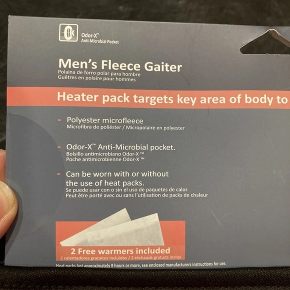 HotMocs Men's Fleece Gaitor Orange Face Mask & Neck Guard 2 Free Heat Packs NWT - Picture 2 of 9